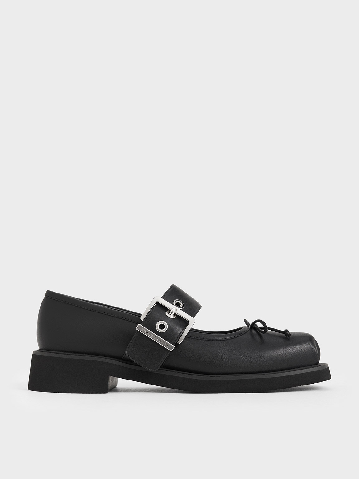 Charles & Keith Bow Buckled Mary Janes In Black