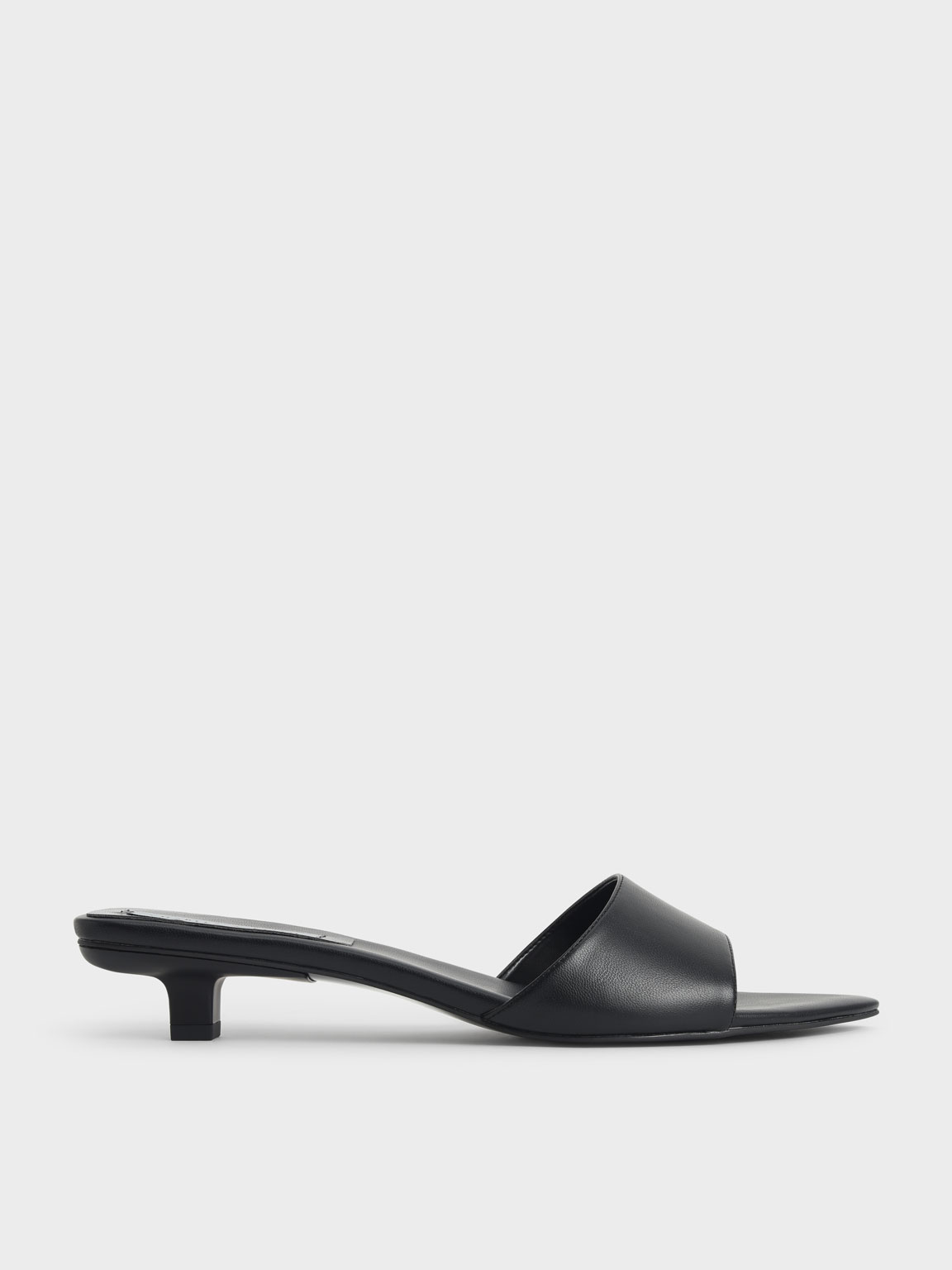 Black Kitten Heel Mules - CHARLES & KEITH QA