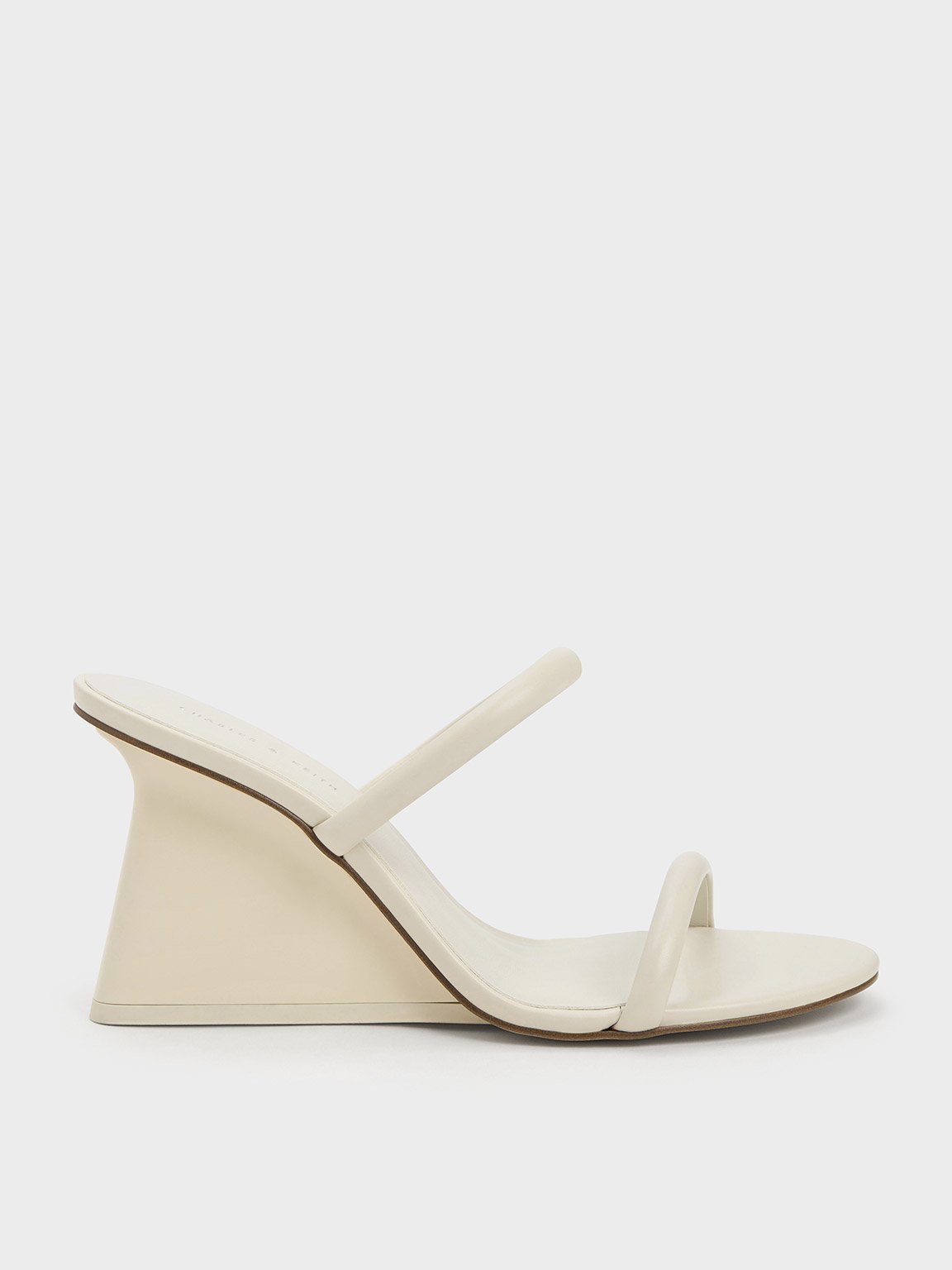 Chalk Double Strap Wedge Mules - CHARLES & KEITH SG