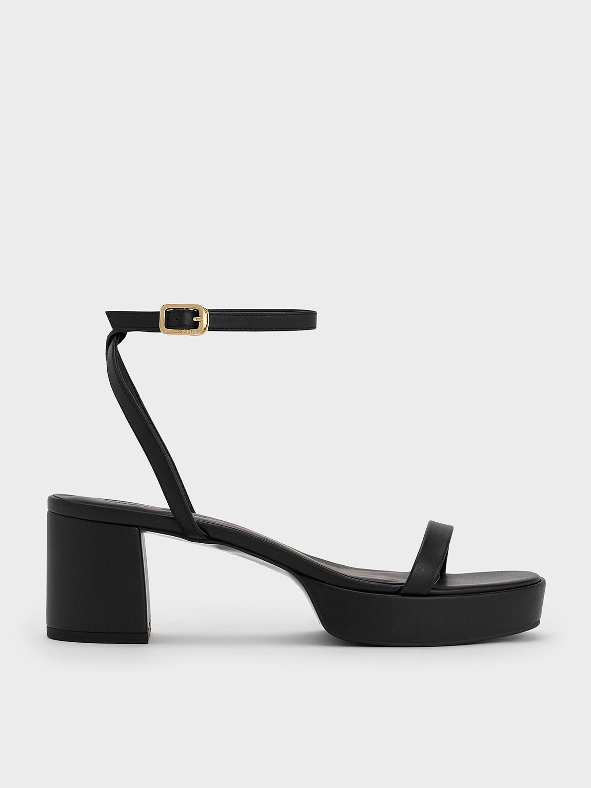 Black Thin-Strap Block Heel Sandals - CHARLES & KEITH AU