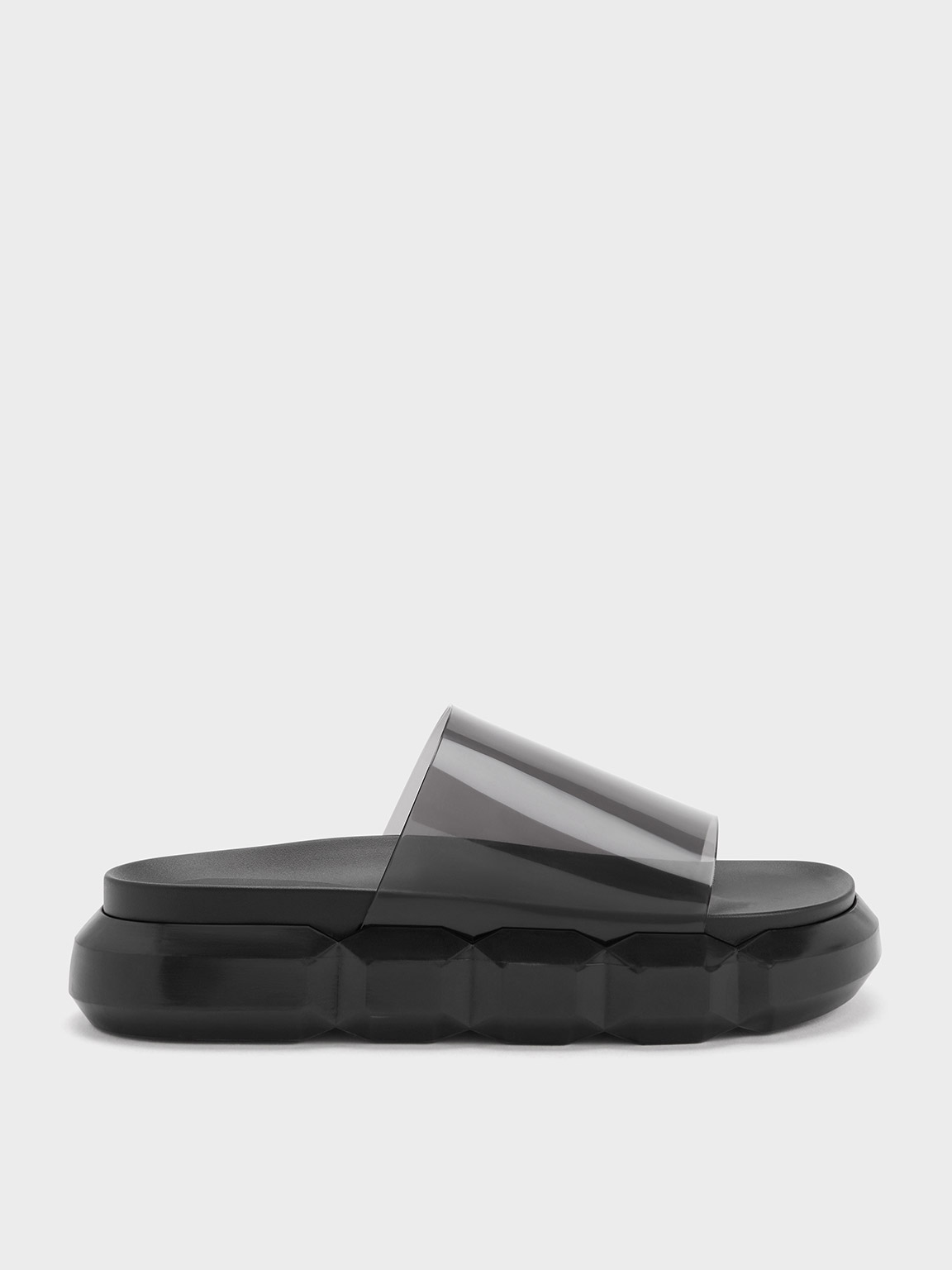 Charles & Keith Fia See-through Slide Sandals In Black