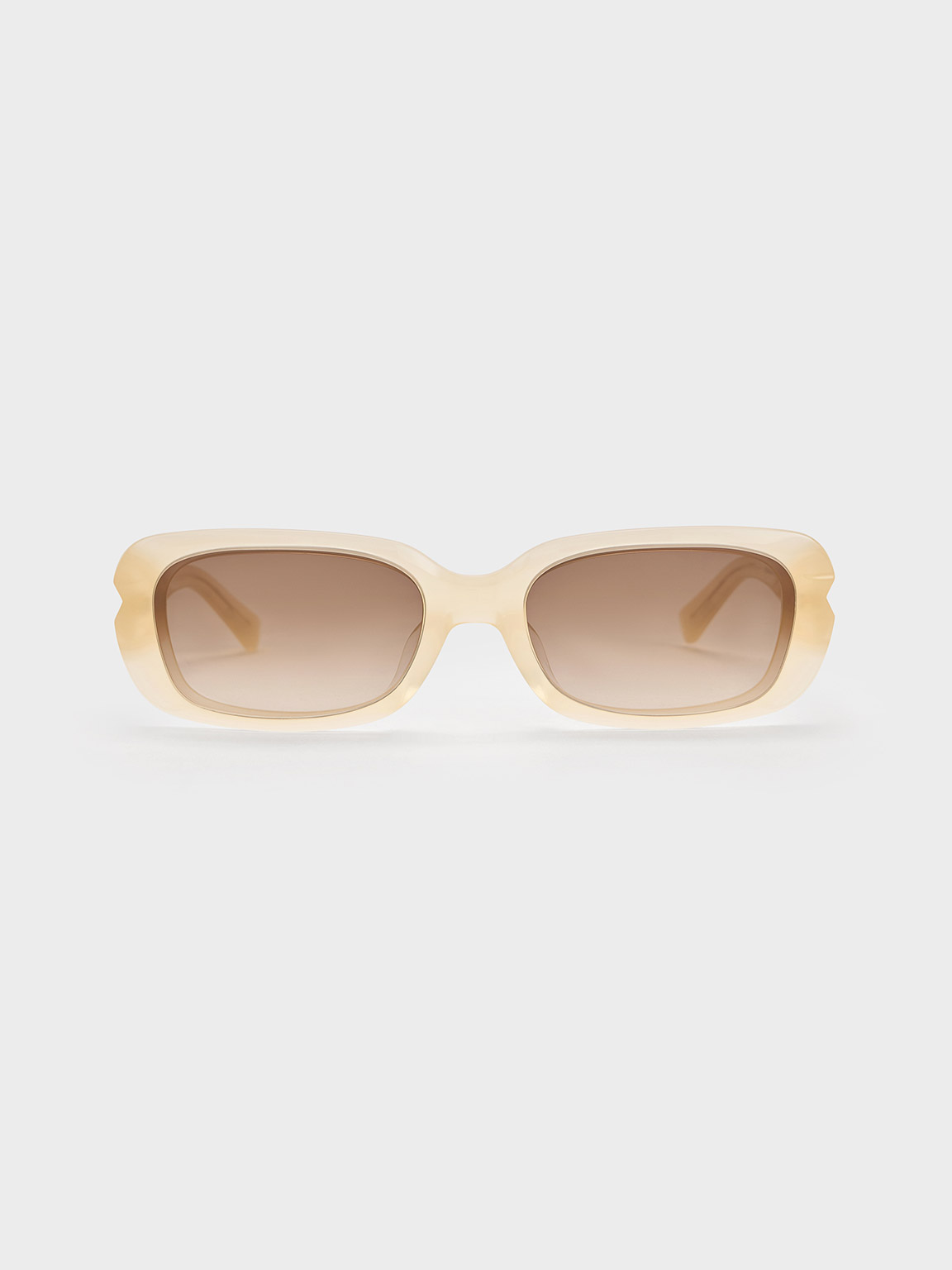 Shop Charles & Keith Recycled Acetate Angular Sunglasses In Butter