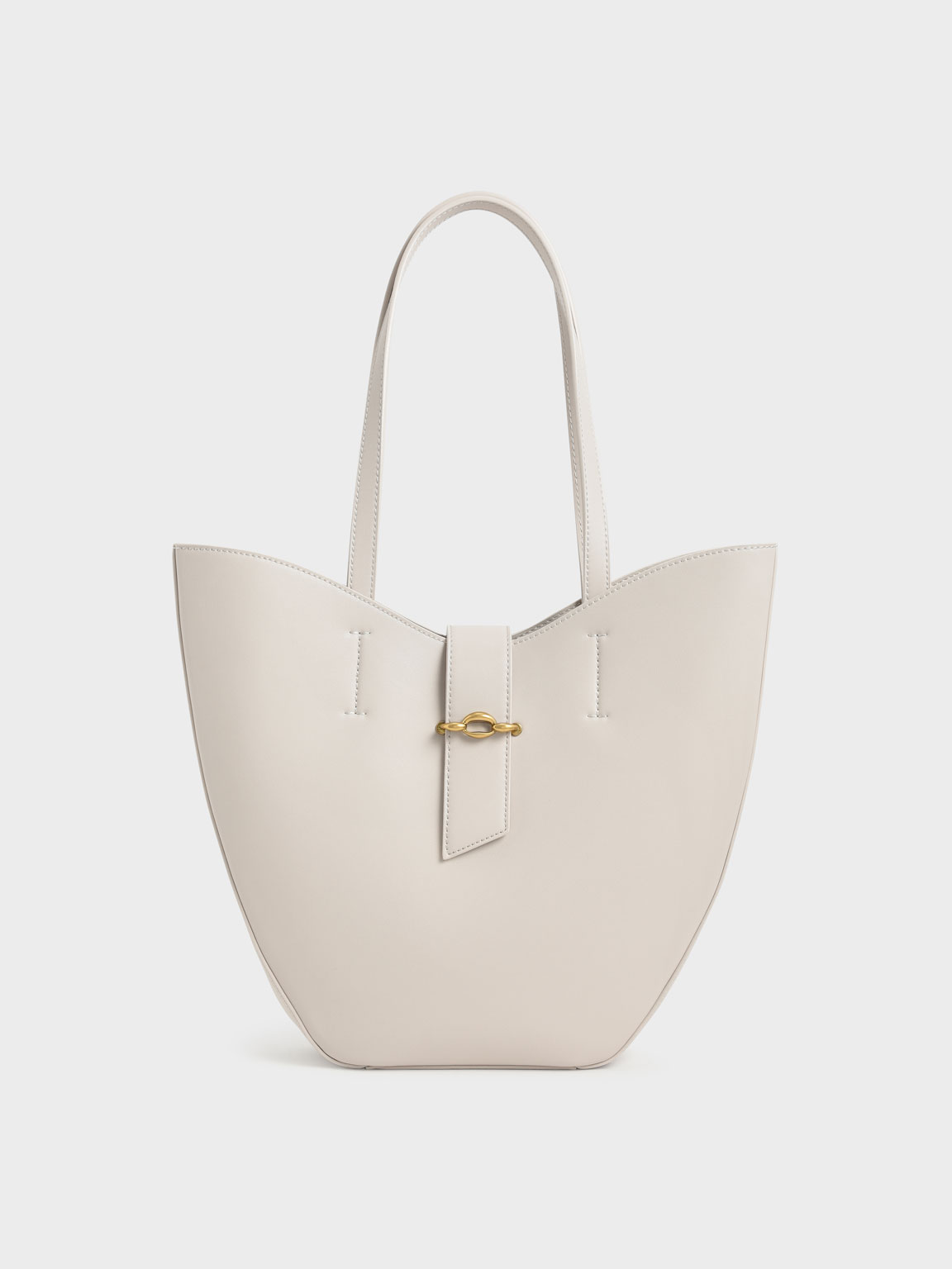 Charles & Keith Belt Buckle Strap Large Tote Bag In Ivory | ModeSens