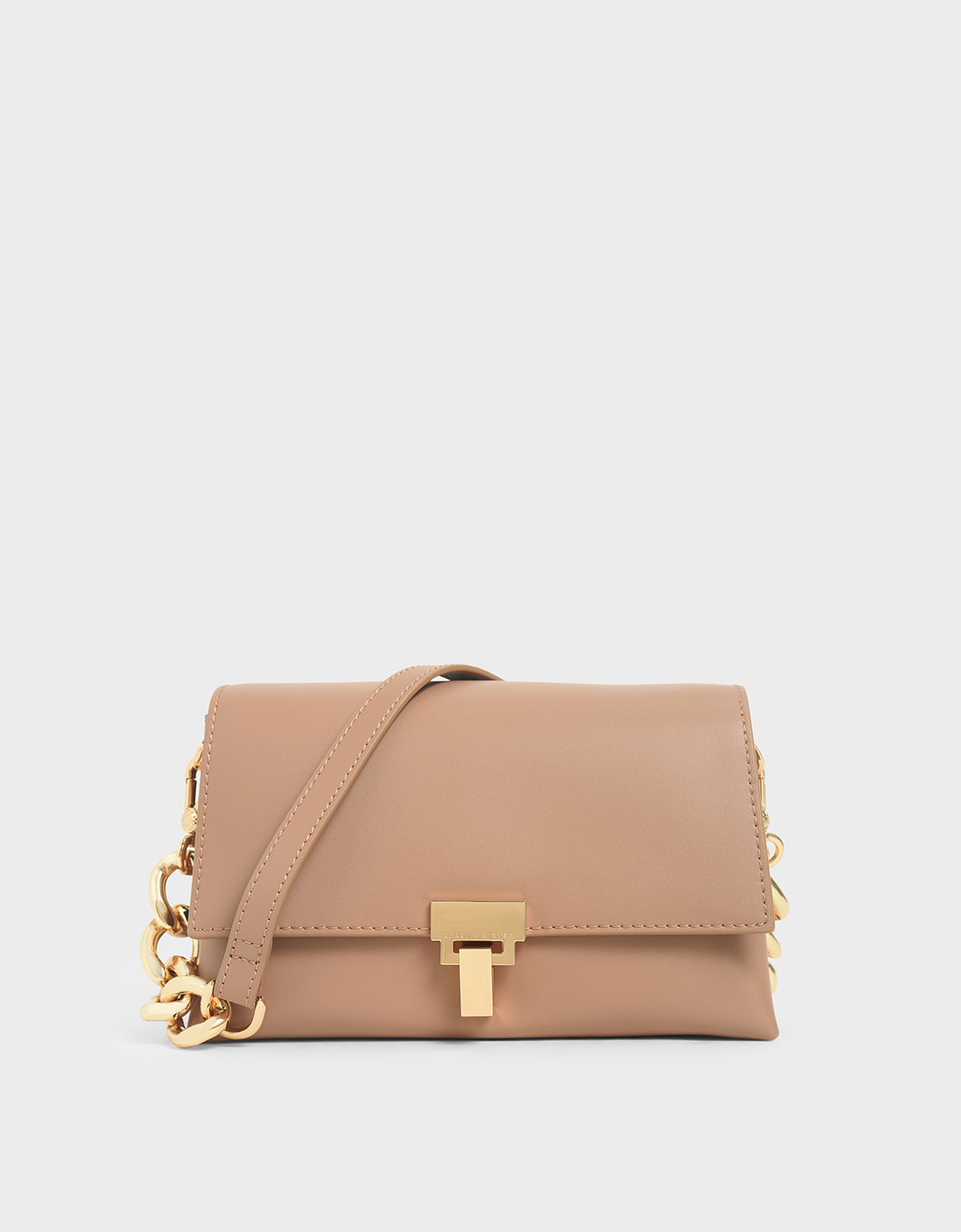 Charles & Keith Leather Chain Strap Shoulder Bag In Pink | ModeSens