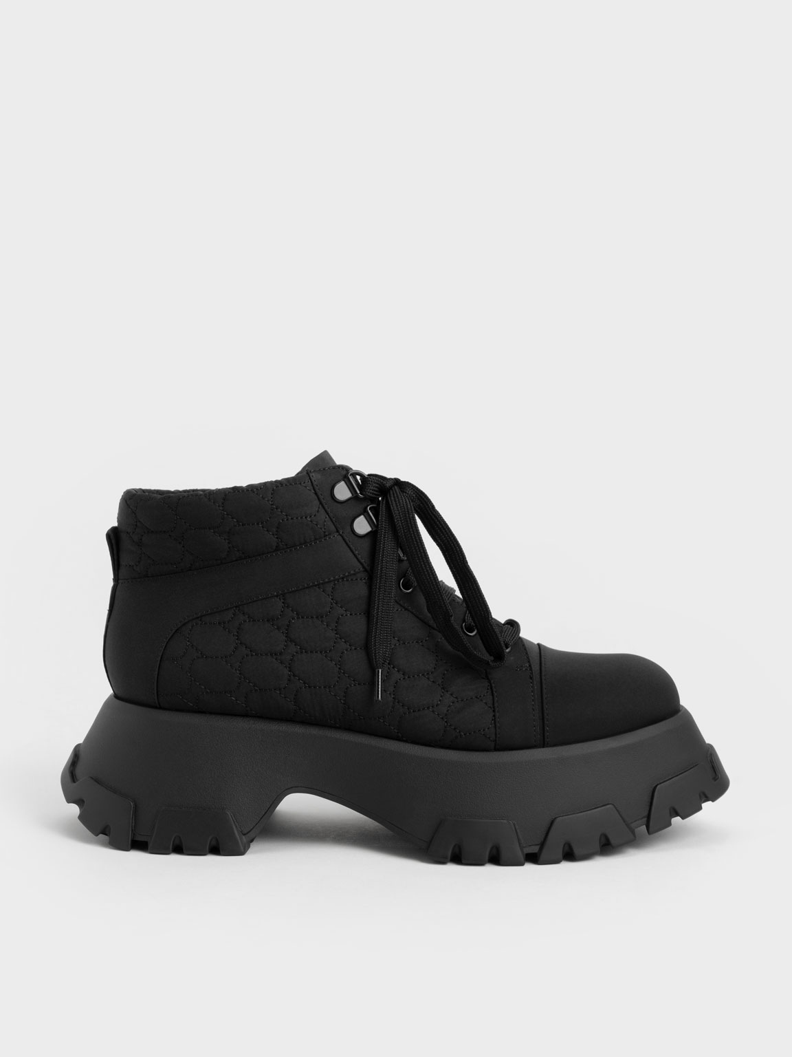 Black Recycled Polyester High-Top Sneakers - CHARLES & KEITH AE