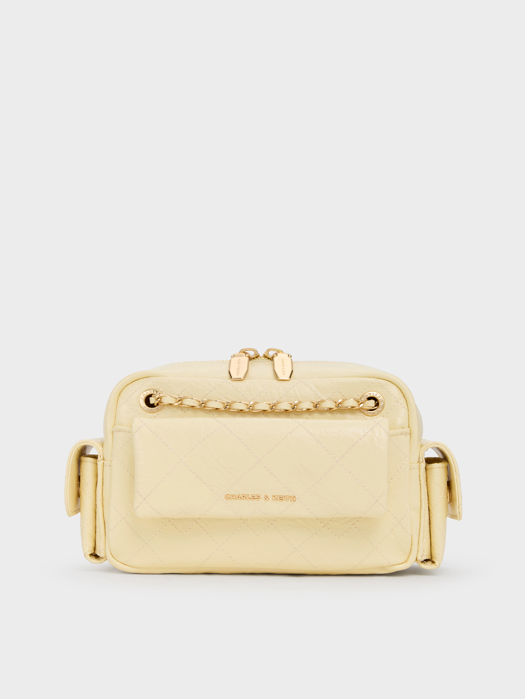 Duo Quilted Crossbody Bag - Butter Yellow - CHARLES & KEITH KR