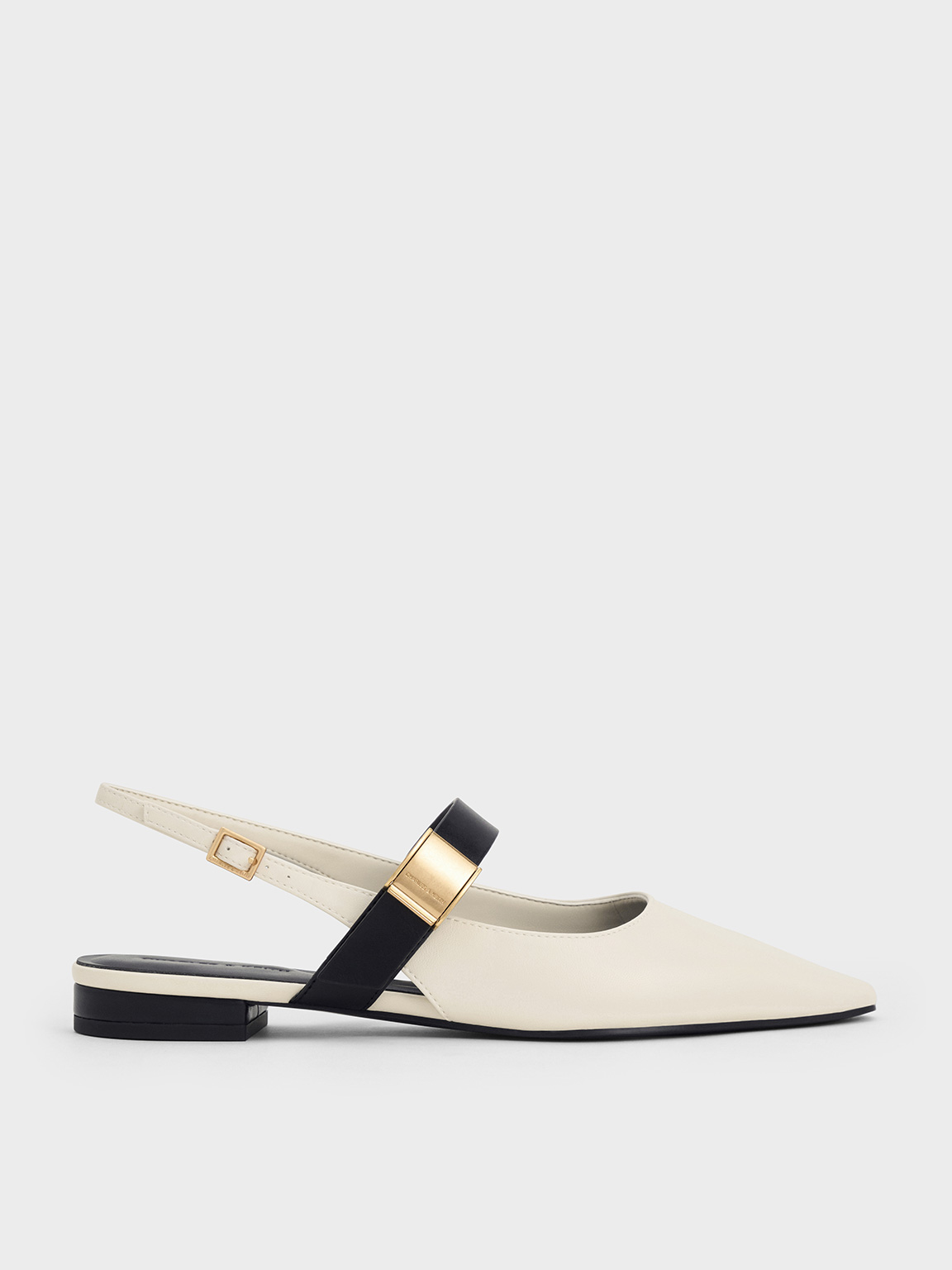 Charles & Keith - Yvette Pointed-toe Mary Jane Flats In Chalk