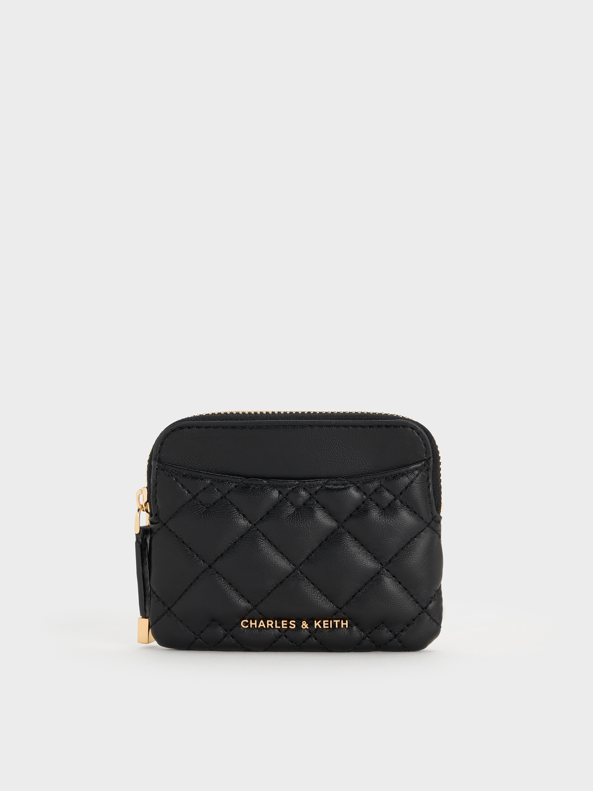 Black Duo Quilted Card Holder - CHARLES & KEITH TW