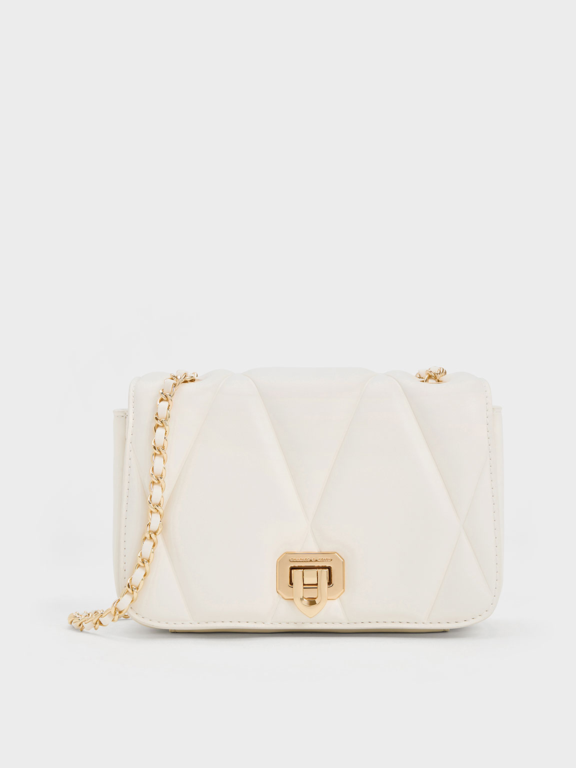 boohoo Quilted Faux Leather Cross Body Chain Bag - White - One Size