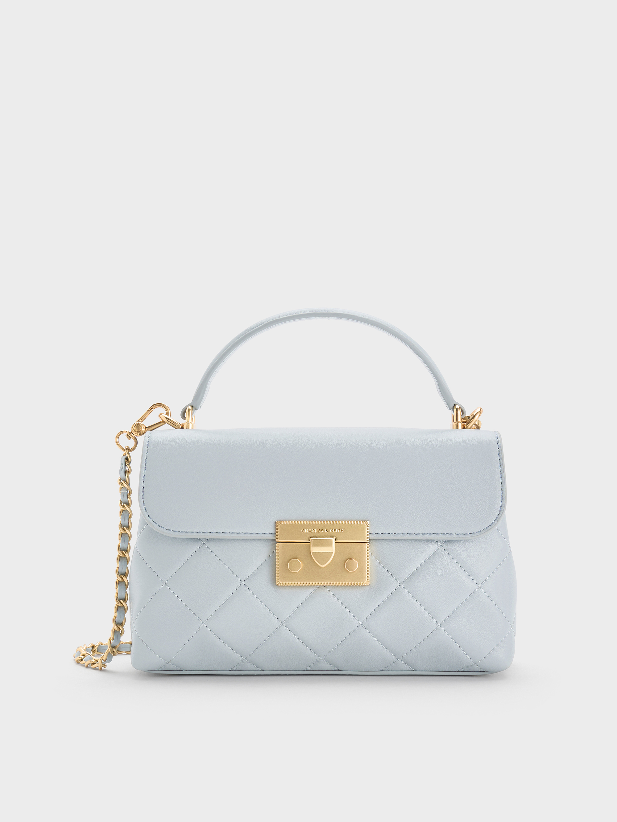 Alva Quilted Top Handle Bag - Sea Salt Blue - CHARLES & KEITH KR