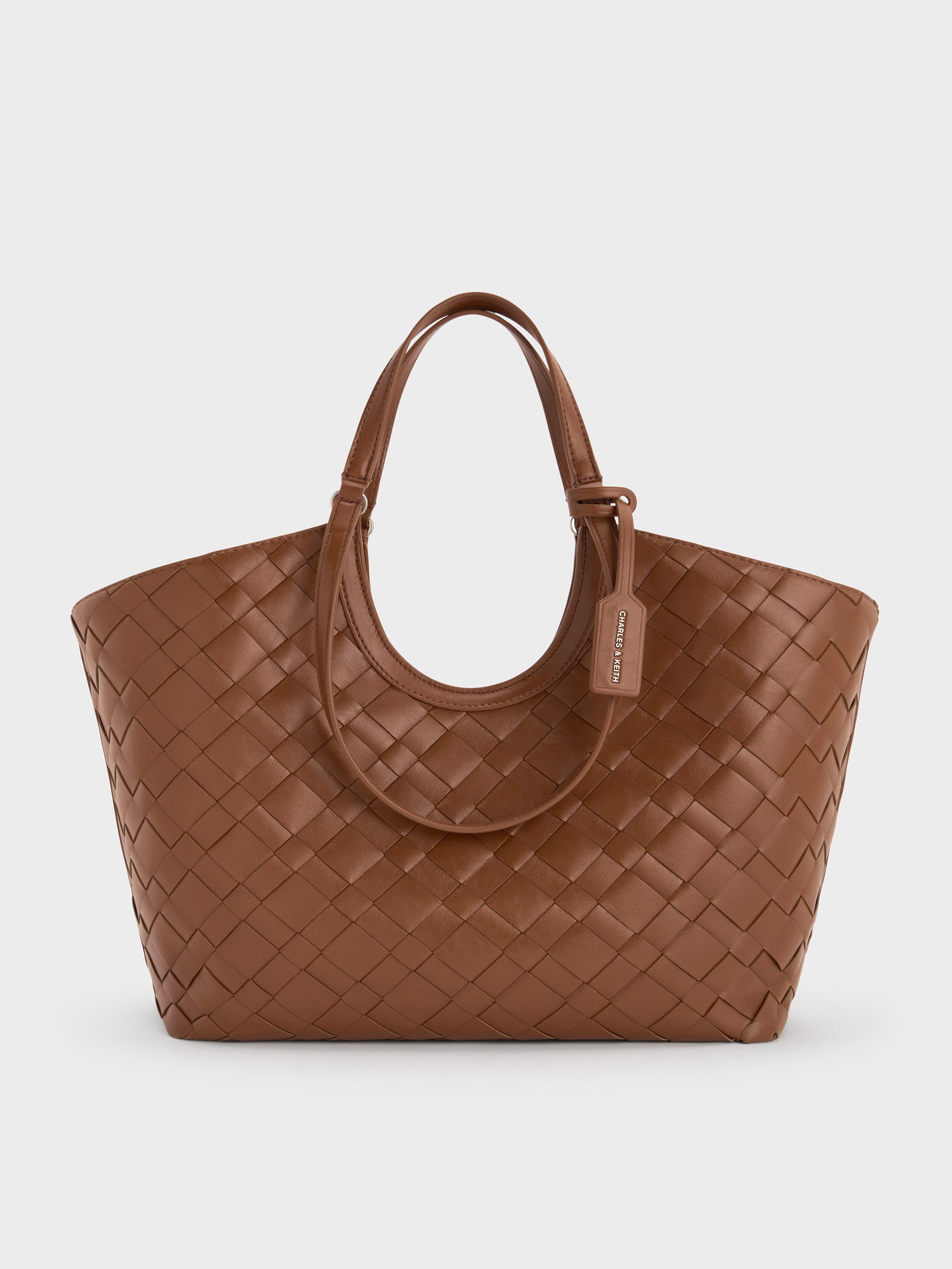Ivette Woven Tote Bag - Chocolate - CHARLES & KEITH US