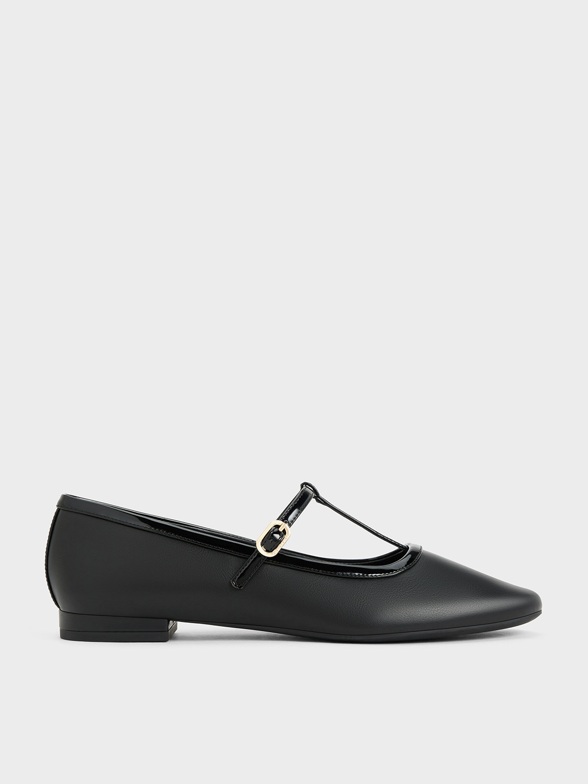 Charles & Keith T-bar Mary Jane Flats In Black