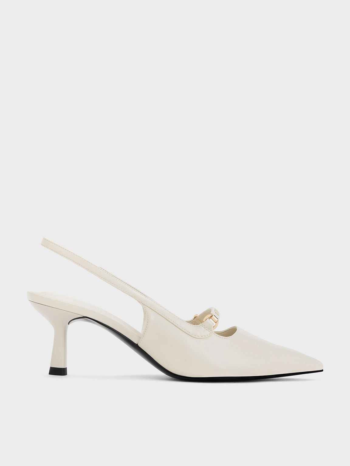Cream Metallic Accent Slingback Pumps - CHARLES & KEITH BR
