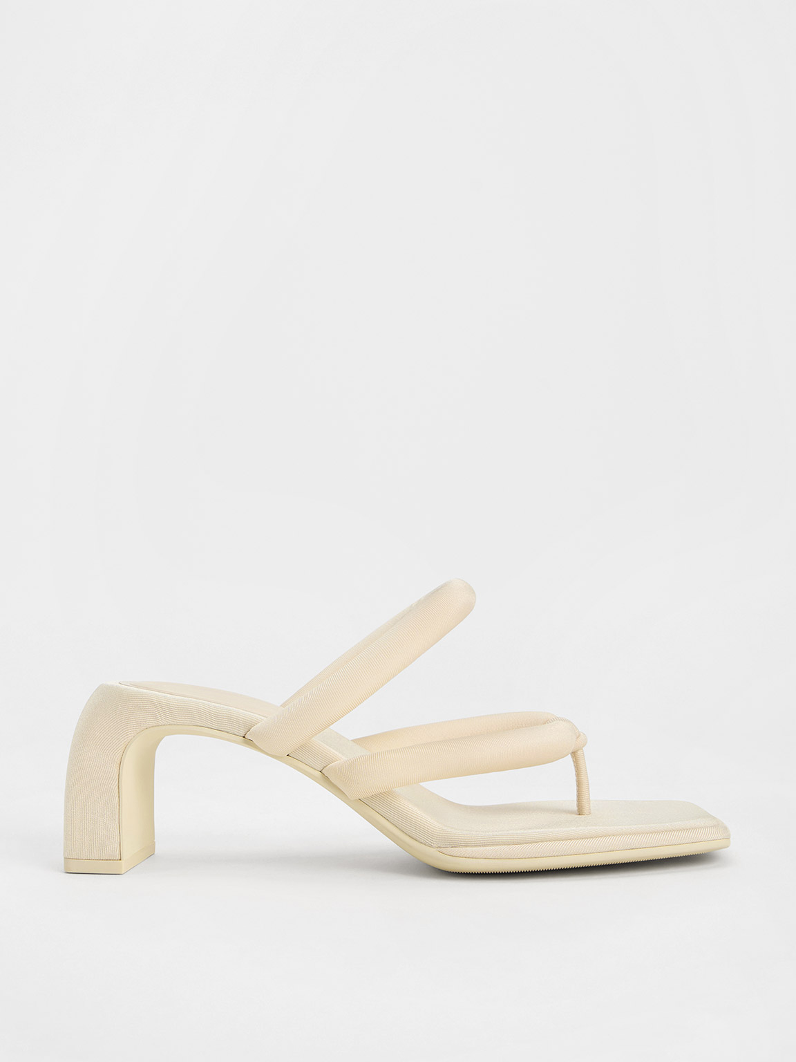 Shop Charles & Keith - Toni Puffy-strap Thong Sandals In Chalk