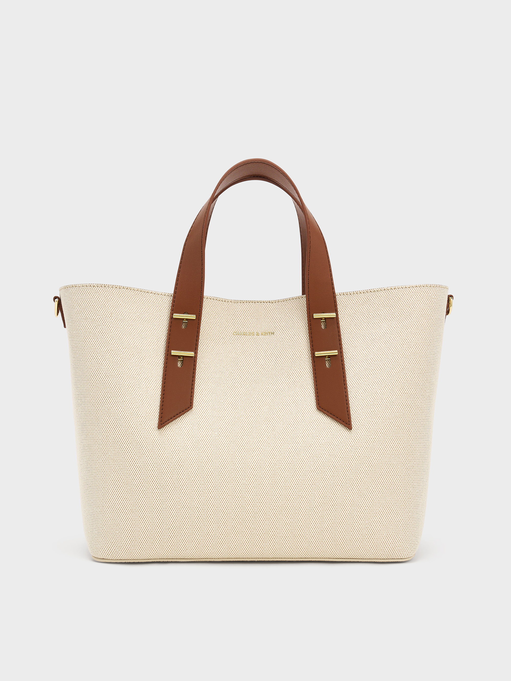 Chocolate Shania Canvas Tote Bag - Chocolate - CHARLES & KEITH US