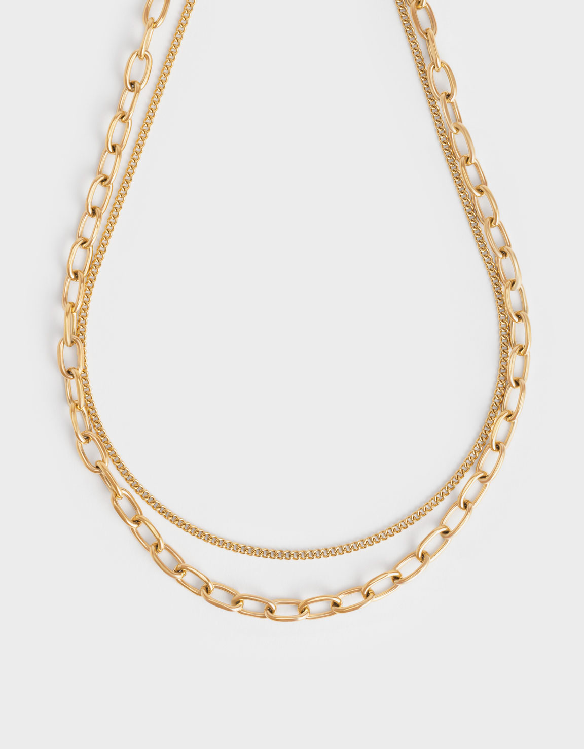 Gold Double Chain Necklace | CHARLES & KEITH