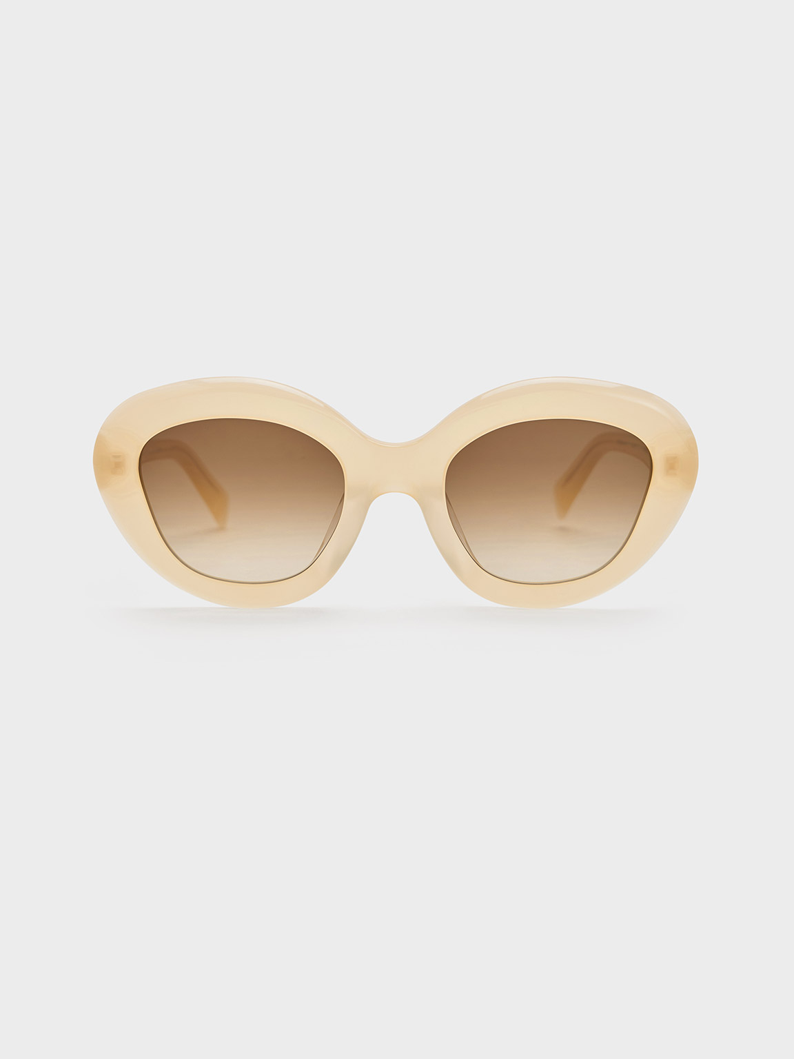 Shop Charles & Keith Recycled Acetate Cateye Sunglasses In Butter