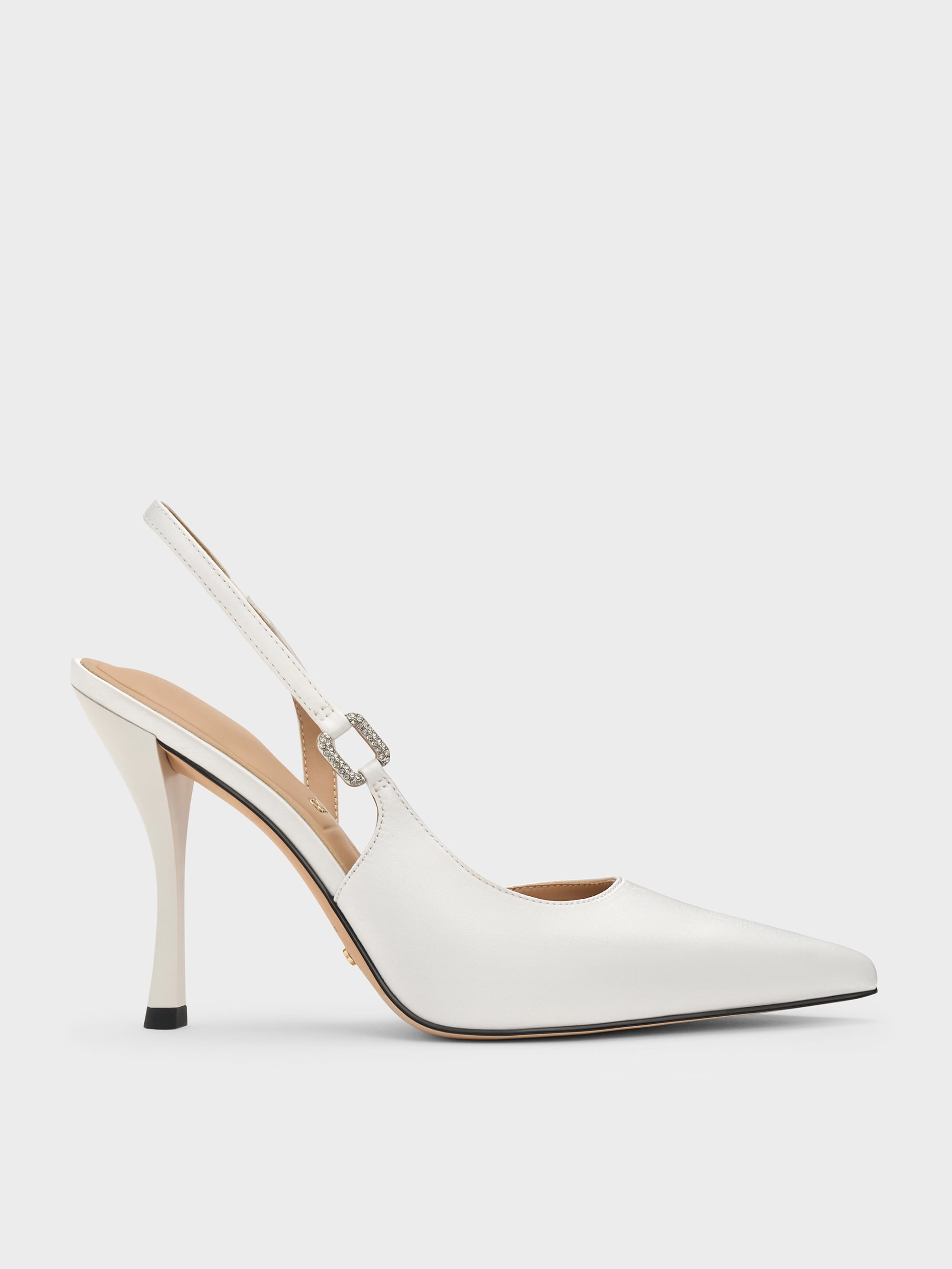 Charles & Keith - Crystal-Buckle Slingback Pumps
