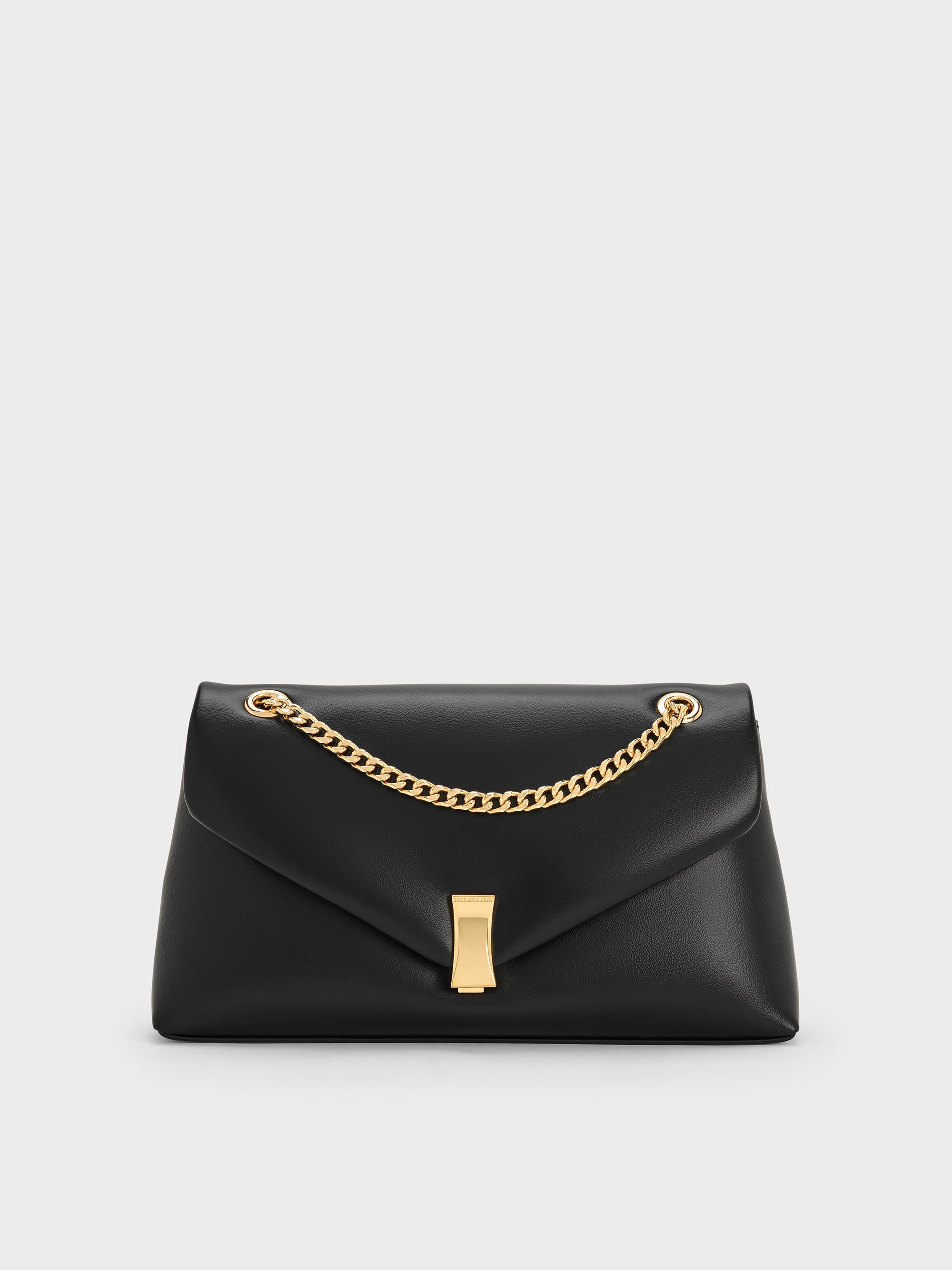 Charles & Keith - Lilibet Metallic-accent Chain-strap Bag In Black