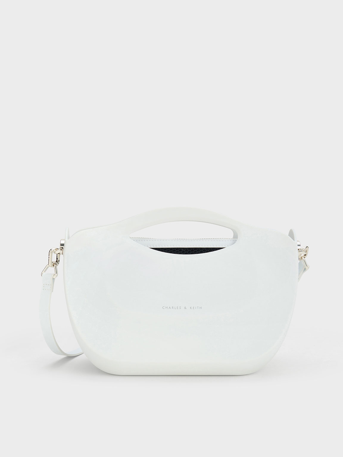 Charles & Keith Cocoon Curved Handle Bag In White