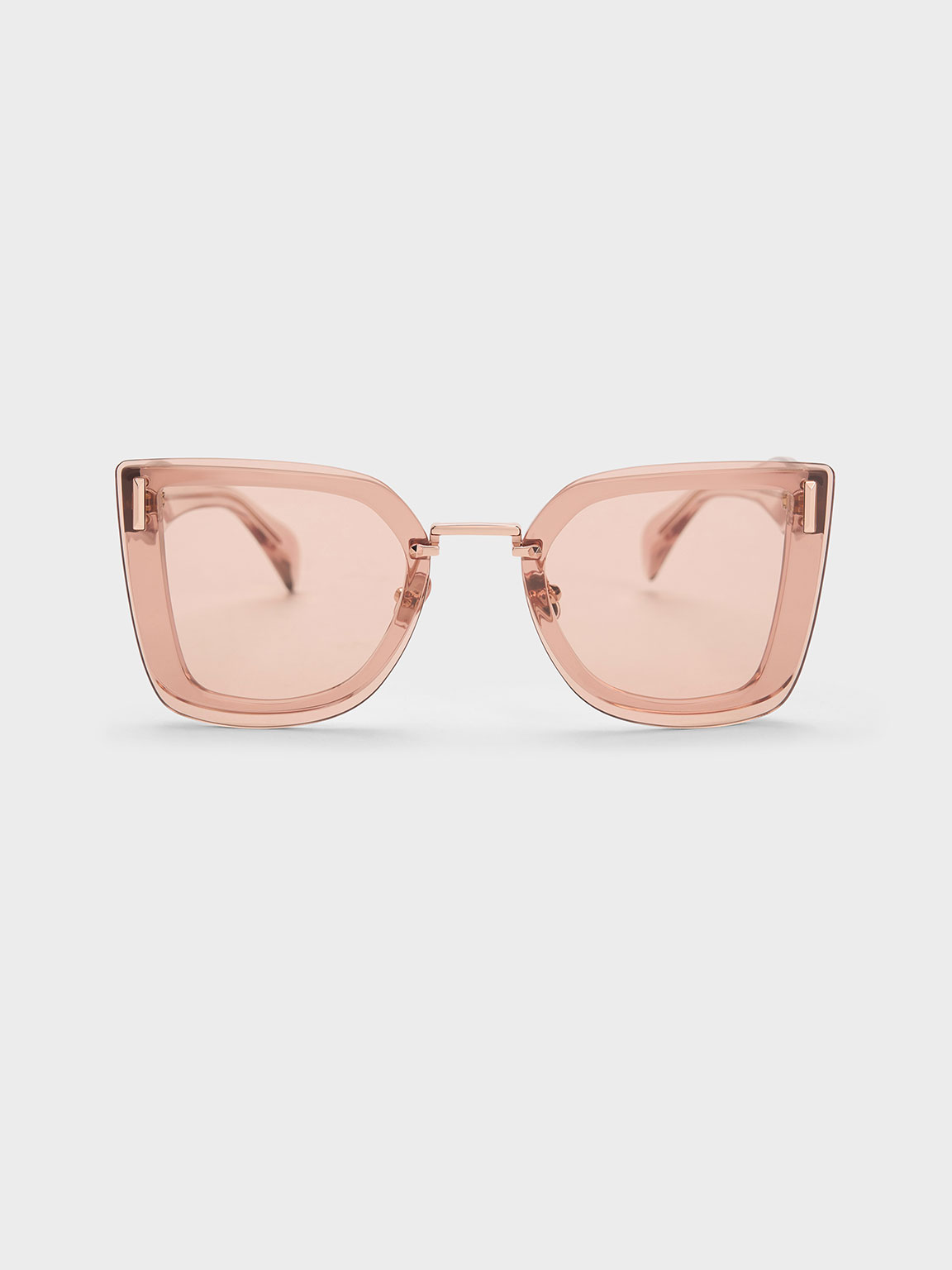 Charles & Keith Recycled Acetate Geometric Butterfly Sunglasses In Pink