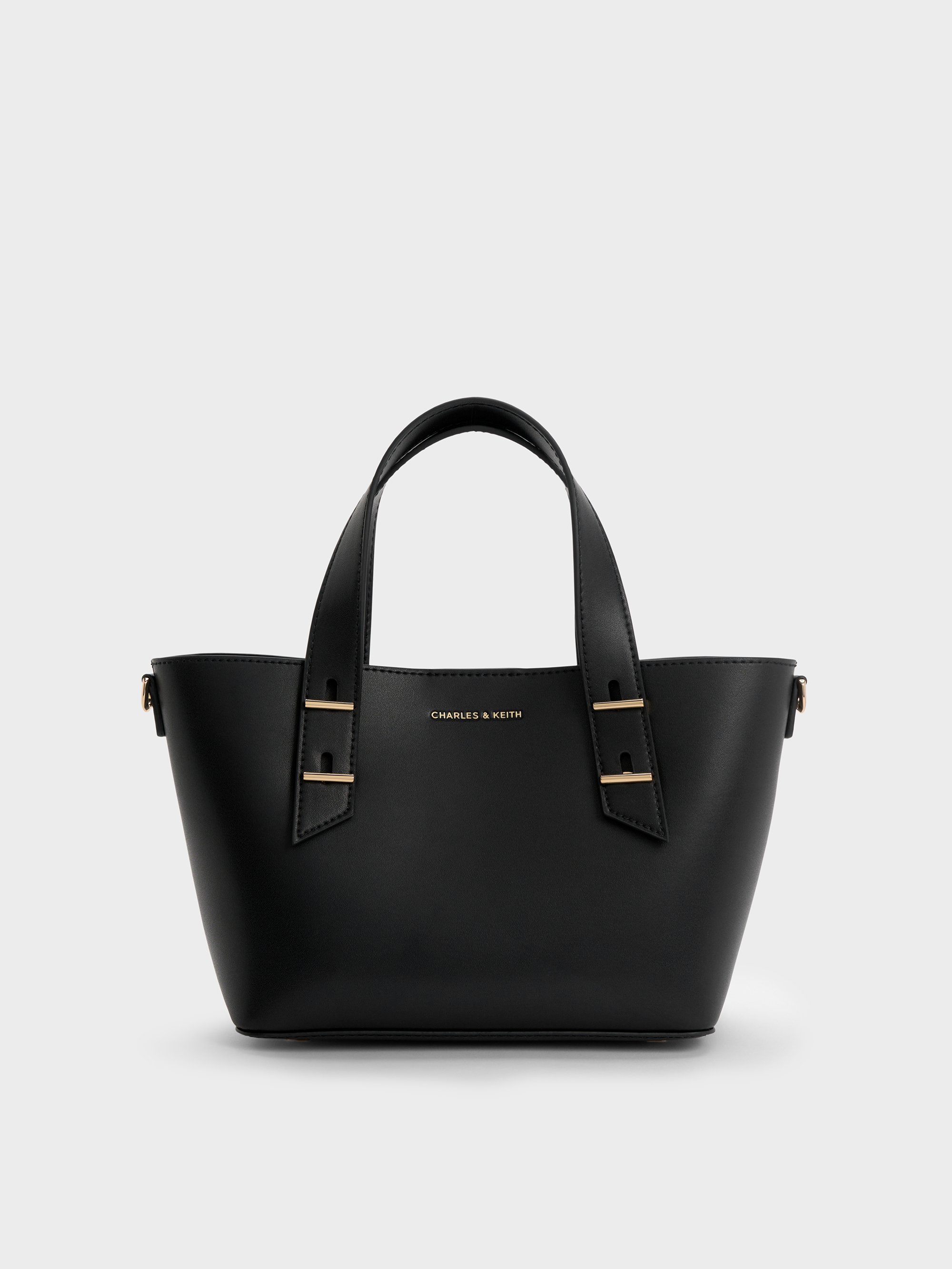 Charles & Keith - Mini Shania Double-handle Tote Bag In Black