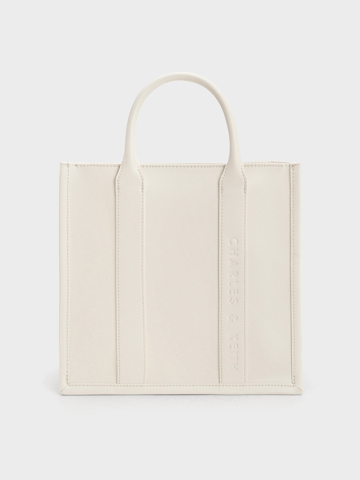 Charles & Keith Clover Trapeze Tote Bag In Cream