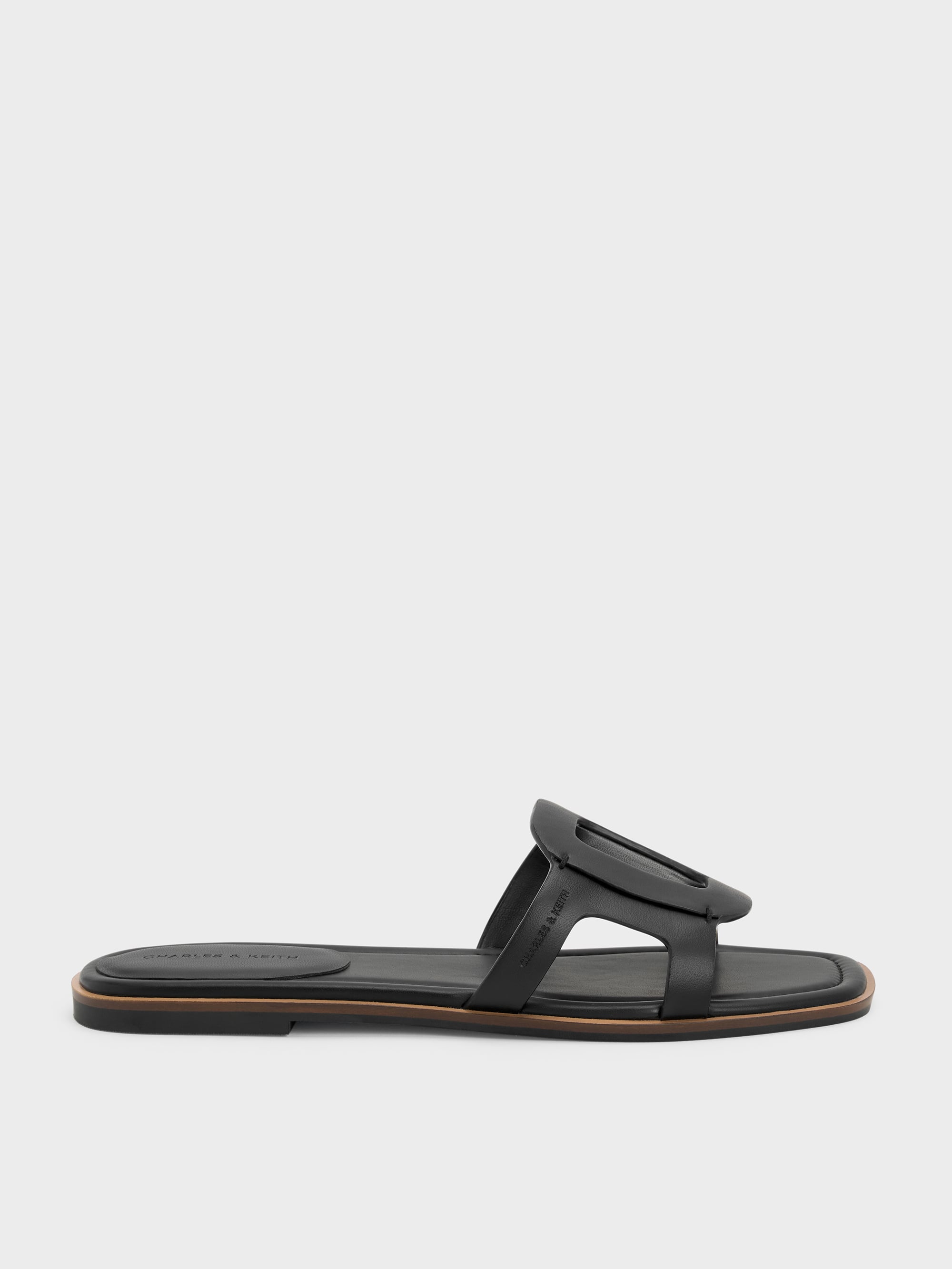 Easley Cut-Out Slide Sandals - Black - CHARLES & KEITH US