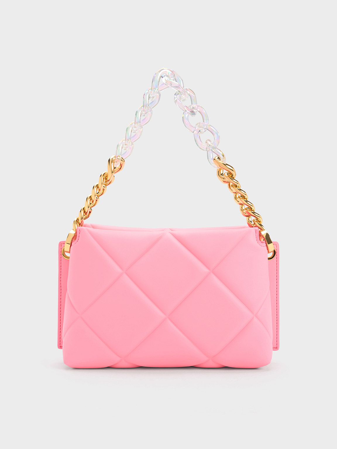 Charles & Keith - Women's Danika Chunky Chain Padded Bag, Pink, M