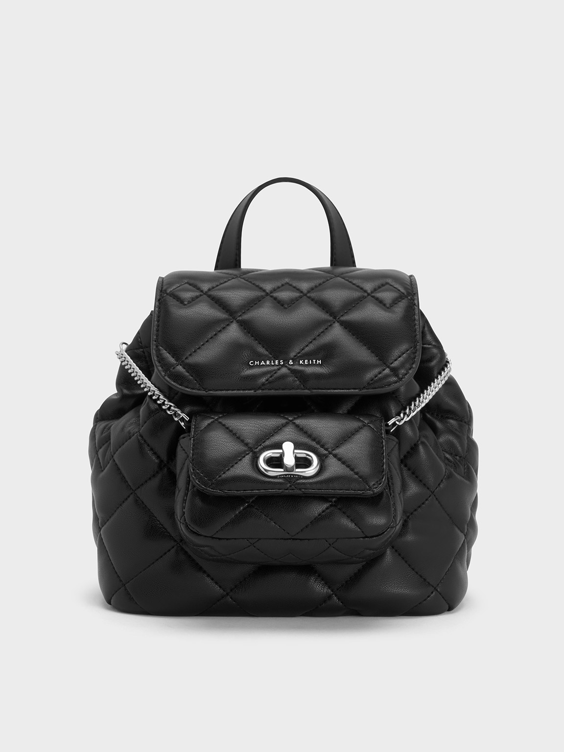 Charles & Keith Aubrielle Quilted Backpack In Noir