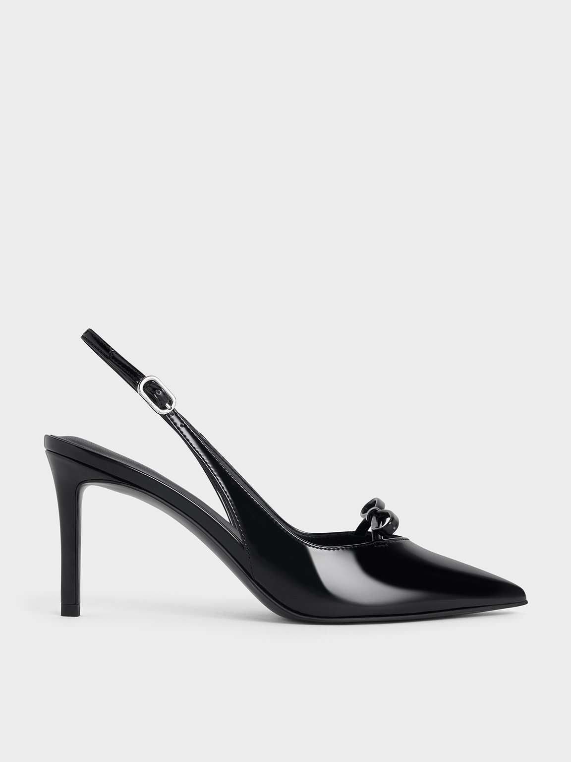 Charles & Keith - Bow Slingback Pumps In Black Box