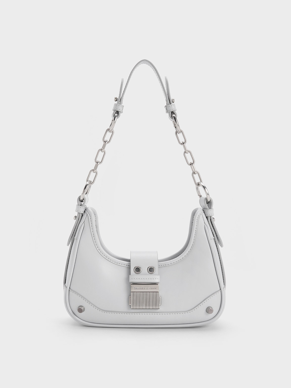 ★CHARLES&KEITH★Winslet Canvas Belted Hobo Bag/送料込 Light Grey Winslet Belted Hobo Bag - CHARLES & KEITH