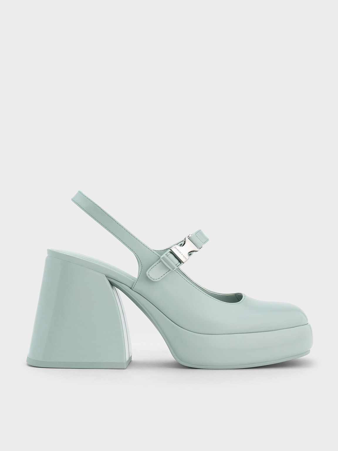 Shop Charles & Keith - Laine Metallic-buckle Platform Mary Janes In Blue