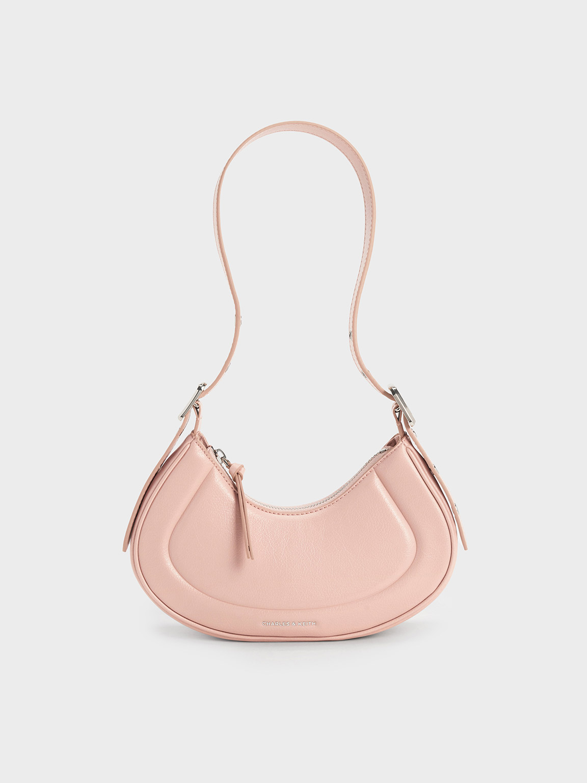 Charles & Keith Petra Curved Shoulder Bag In Pink