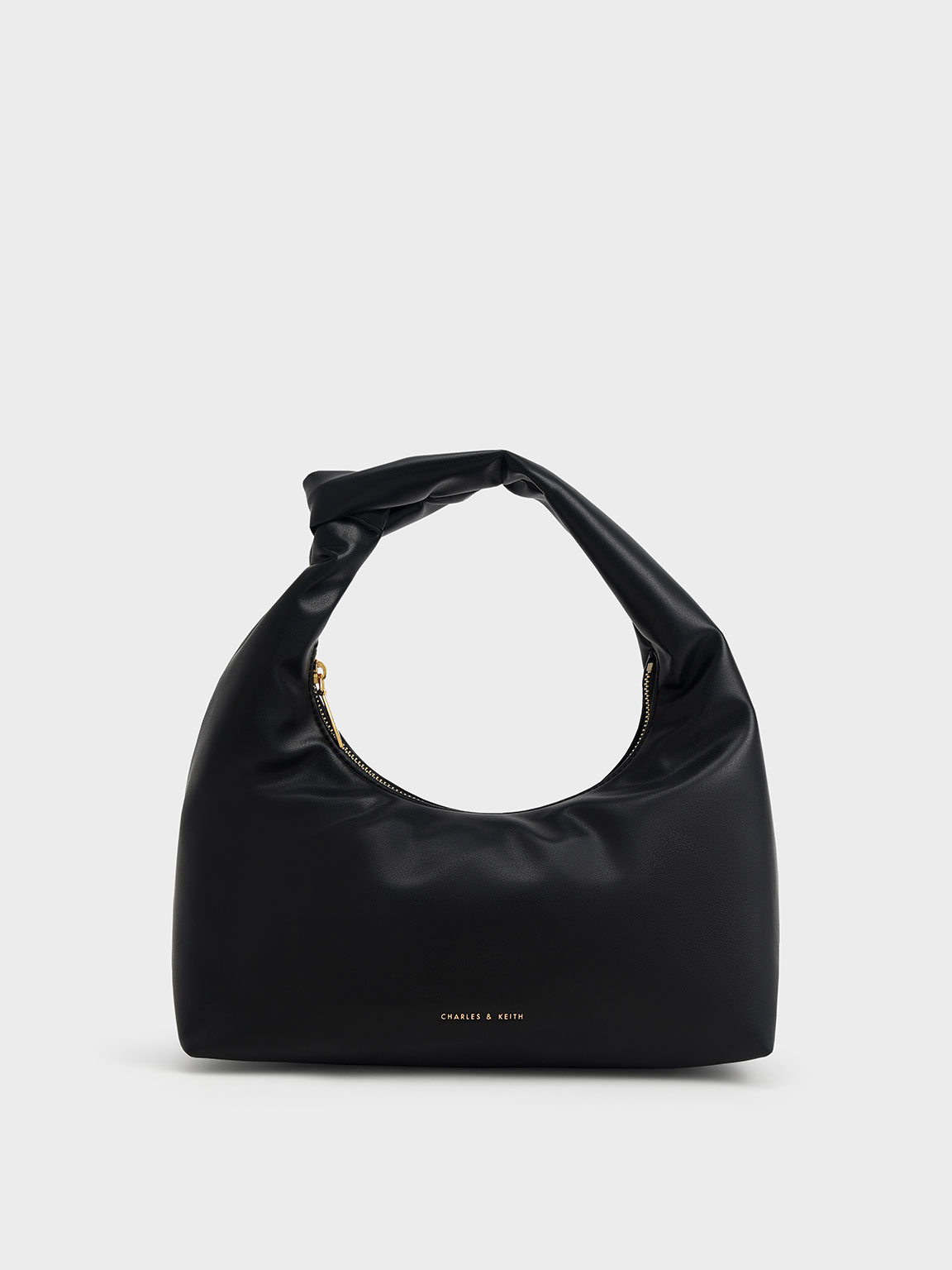 Black Top Zip Shoulder Bag | CHARLES & KEITH