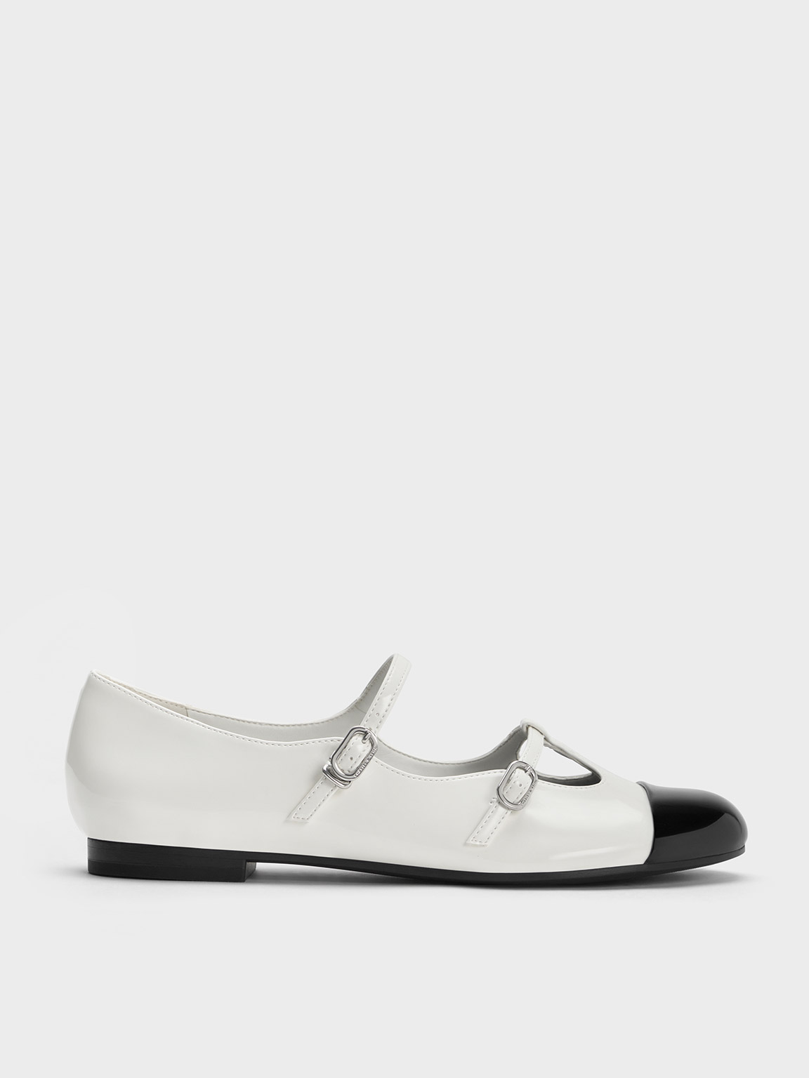 Charles & Keith - Women's Double-Strap T-Bar Mary Janes, White, US 10