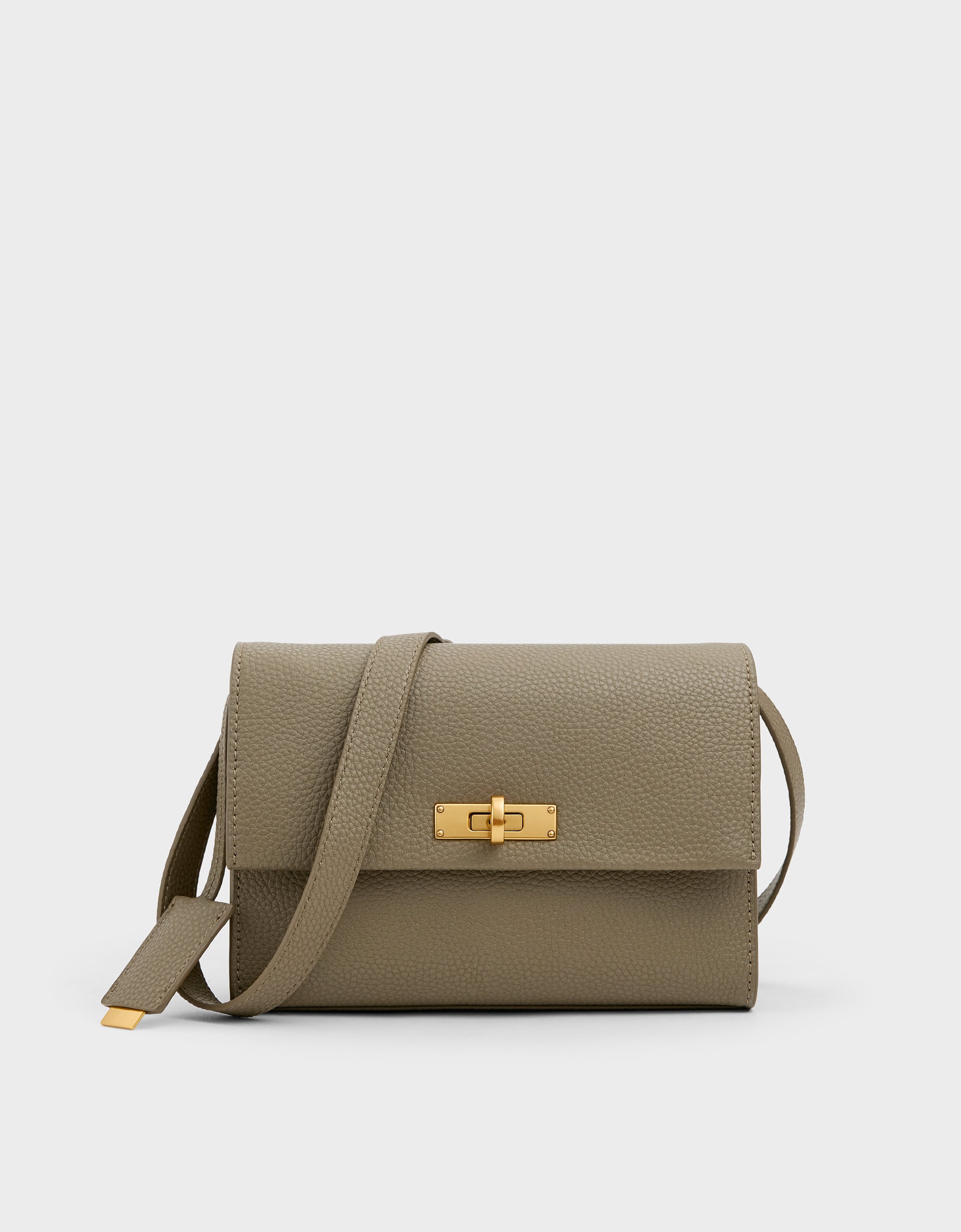 Deep Olive Chance Turn-Lock Crossbody Bag - CHARLES & KEITH BR