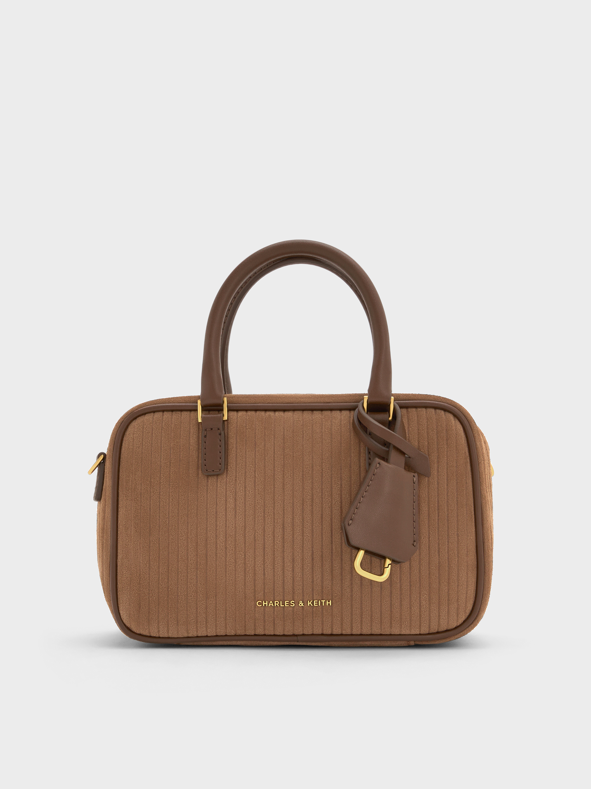 Mocha Brown Mini Sianna Corduroy Bowling Bag - Mocha Brown - Bags
