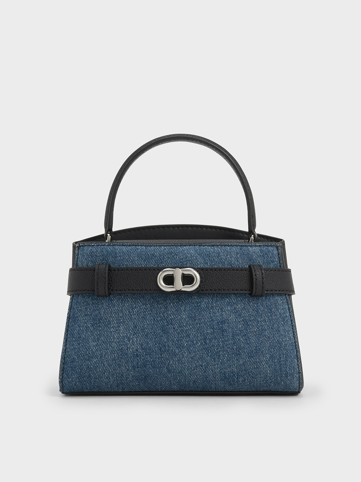 蘭 Blue Aubrielle Denim Metallic-Buckle Top Handle Bag