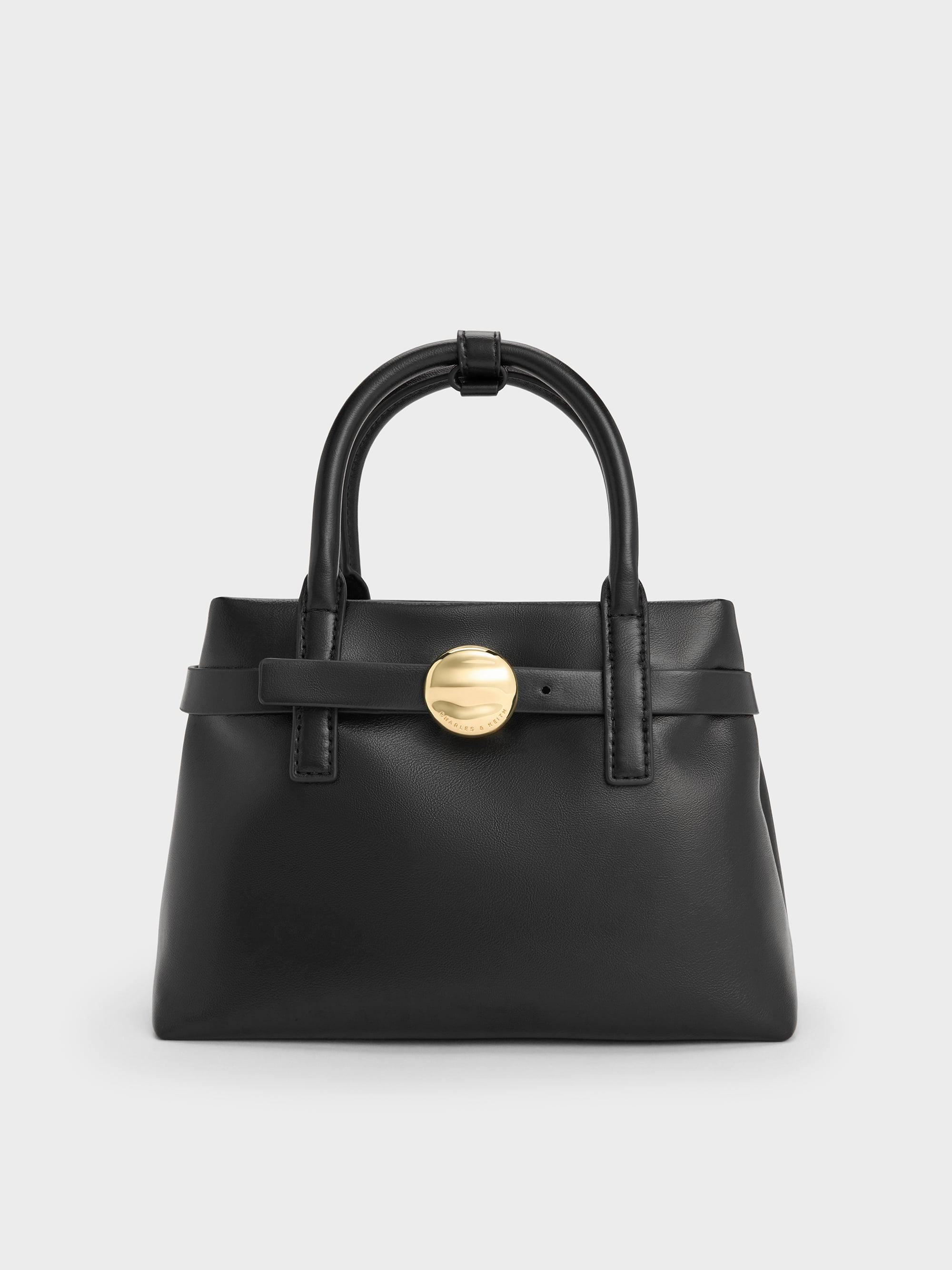 Mini Behn Belted Tote Bag - Black - CHARLES & KEITH KR