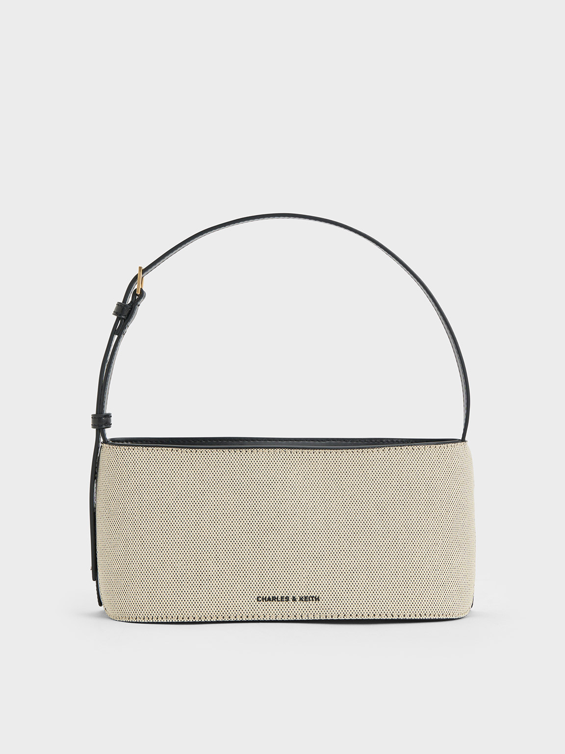 Shop Charles & Keith Wisteria Canvas Elongated Shoulder Bag In Multi