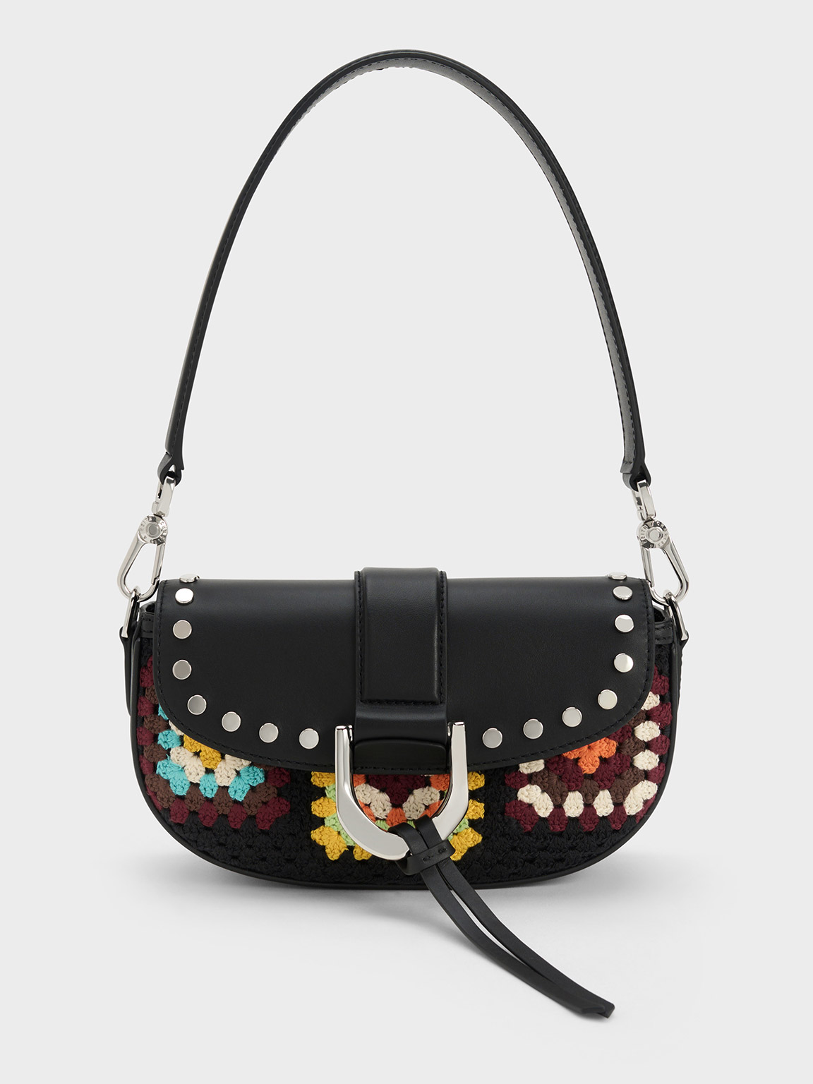Multicoloured Gabine Floral Crochet Leather Shoulder Bag | CHARLES & KEITH