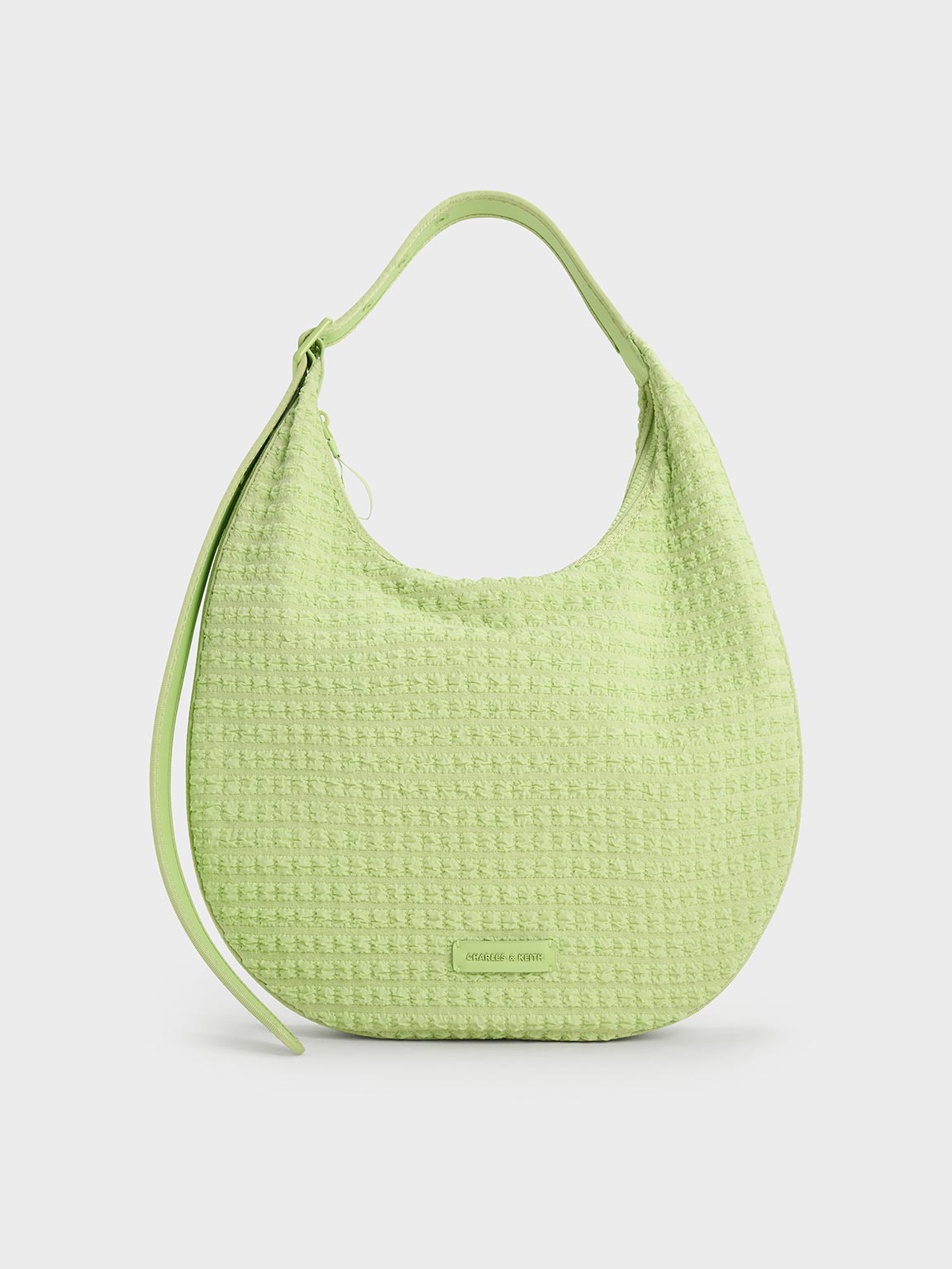 Zesty Green Textured Crescent Hobo Bag - Zesty Green - Sale