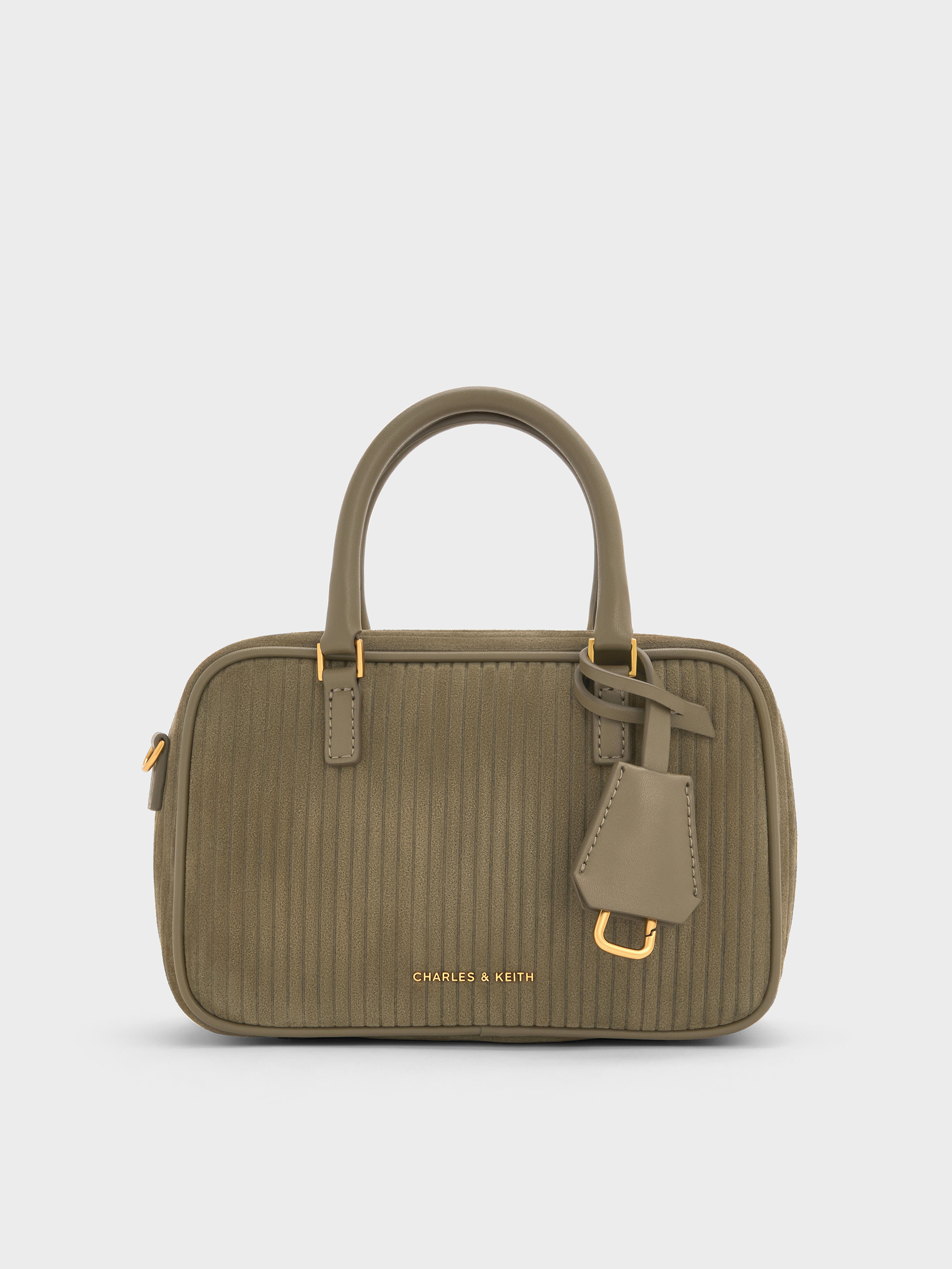 Charles & Keith - Mini Sianna Corduroy Bowling Bag In Green